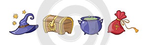 Magic Objects and Items for Wizardry and Sorcery Vector Set photo