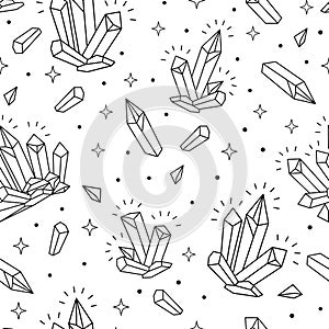 Magic outline crystals seamless pattern vector