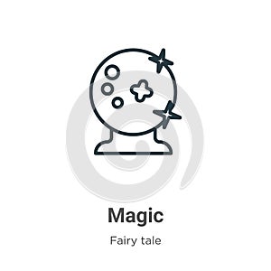 Magic outline vector icon. Thin line black magic icon, flat vector simple element illustration from editable fairy tale concept
