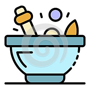 Magic potion bowl icon color outline vector