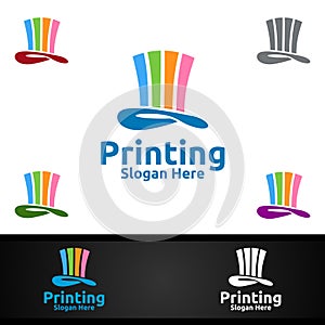 Magic Printing Company Logo Design for Media, Retail, Advertising, Newspaper or Book Concept