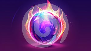 Magic prophecy circle icon. Glow crystal ball element for fantasy game object. Circle light globe magician element for