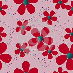 Magic Red Flower Pattern, Tile