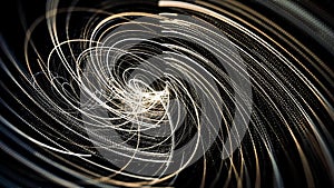Magic rotation of galaxy space swirling vortex in outer space. Animation. Abstract millions of bending narrow striped