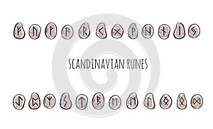 Magic Scandinavian Runes. Old Futhark. vector hand drawn