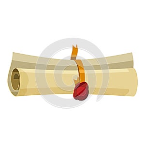 Magic scroll icon, cartoon style