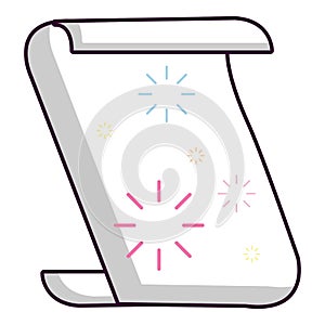 Magic scroll icon, cartoon style