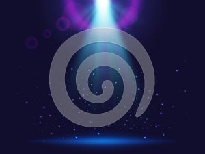 Magic shining background with lights. Blue luminous rays