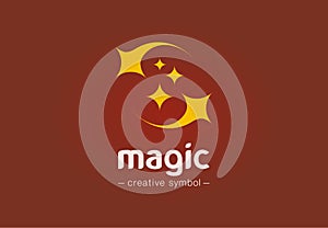 Magic show creative symbol concept. Sparkle star, dust, miracle, wonderwork abstract business logo. Illusion, sleep