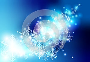 Snowflakes on horizontal festive background