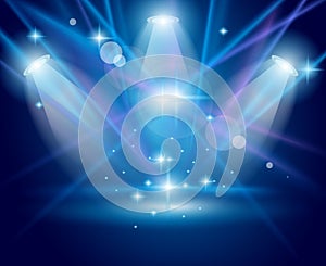 Magic Spotlights with Blue rays and glowing effect