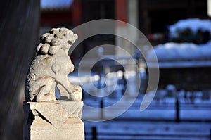 The magic stone lion guarding the palace