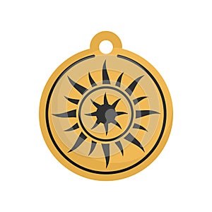 Magic sun medallion icon, flat style