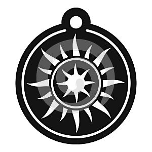 Magic sun medallion icon, simple style