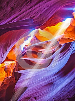 Magic sunbeam in slot-hole Antelope canyon