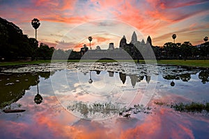 A magic sunrise at Angkor Wat Temple. Siem Reap. Cambodia