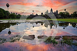 A magic sunrise at Angkor Wat Temple. Siem Reap. Cambodia