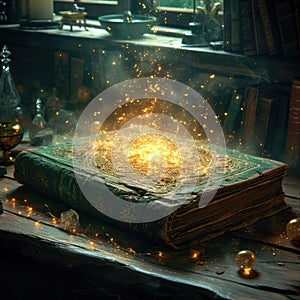 magic timeworn magical tome. Generative AI