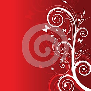 Magic tree on red background with space for text