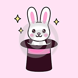 Magic trick bunny in magician's hat
