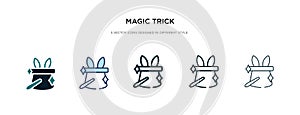 Magic trick icon in different style vector illustration. two colored and black magic trick vector icons designed in filled,