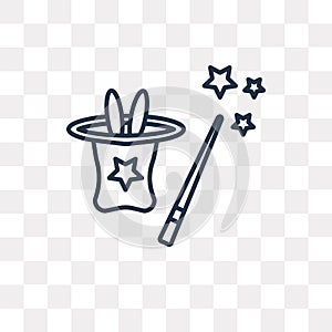 Magic trick vector icon isolated on transparent background, line