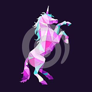 Magic Unicorn in Low Poly style . Vector geometric polygonal illustration