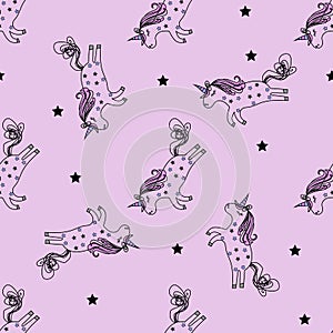 Magic unicorns seamless pattern