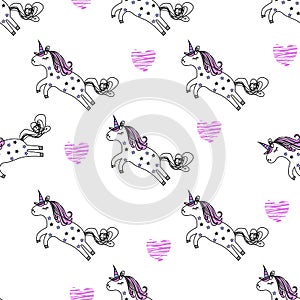 Magic unicorns seamless pattern