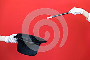 Magic wand and black top hat