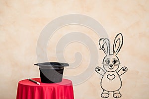 Magic wand and black top hat