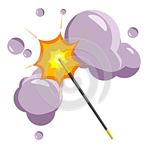 Magic wand icon, cartoon style