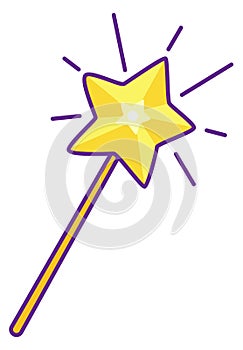 Magic wand icon. Color fantasy fairy stick