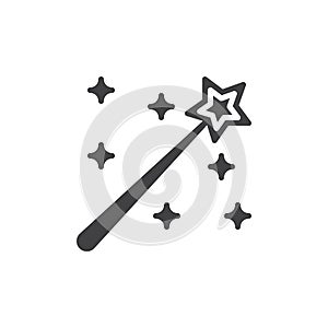 Magic wand icon vector, filled flat sign, solid pictogram isolated on white.