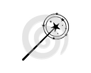 Magic Wand, Magician Stick Wizard Icon Vector Logo Template Illustration Design