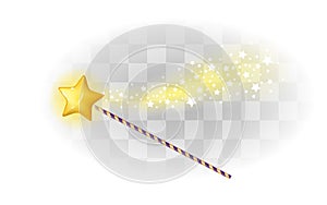 Magic wand with star and sparkles.