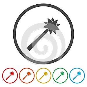Magic wand vector icons set - Illustration