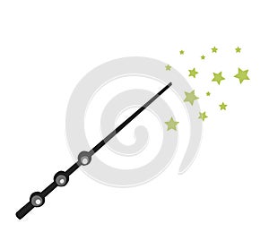Magic wand. Witchcraft. A spell tool. A magical item. Vector illustration
