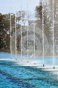 The Magic Water Circuit - park with a series of different fountains in Lima, Peru - fountain water splash.drops,jet,water splash.