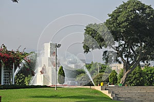 The Magic Water Circuit - park with a series of different fountains in Lima, Peru - fountain water splash.drops,jet,water splash.