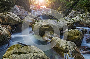 Magic waterfall deep in the river canyon