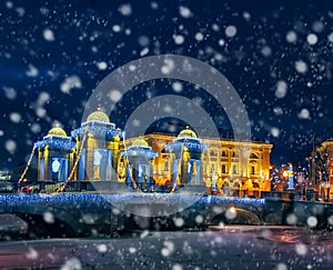 Magic winter night in St. Petersburg, Russia photo