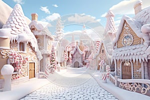 Magic winter town. Ai generated image