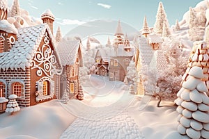 Magic winter town. Ai generated image