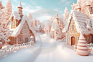 Magic winter town. Ai generated image