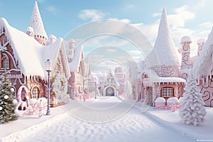 Magic winter town. Ai generated image