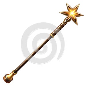 Magic wizard staff on white background