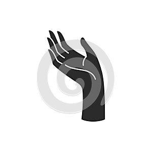 Magic woman hand palm gesture and fingers silhouette vector illustration