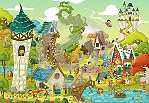 Magic world with fairy tale characters.