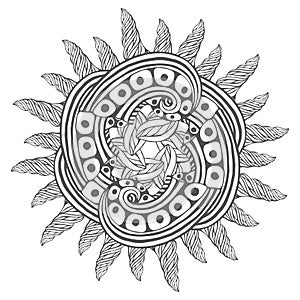 Magic zentangle art for coloring book pages. Mandala for tattoo design. Vector illustration